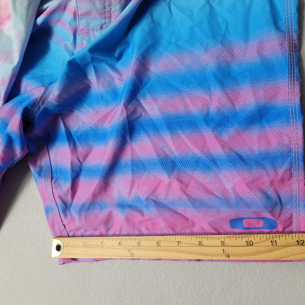 Oakley Board Shorts Swim Trunks Men's 40 Pink Blue Tie Dye 9" Inseam Drawstring - Picture 10 of 11